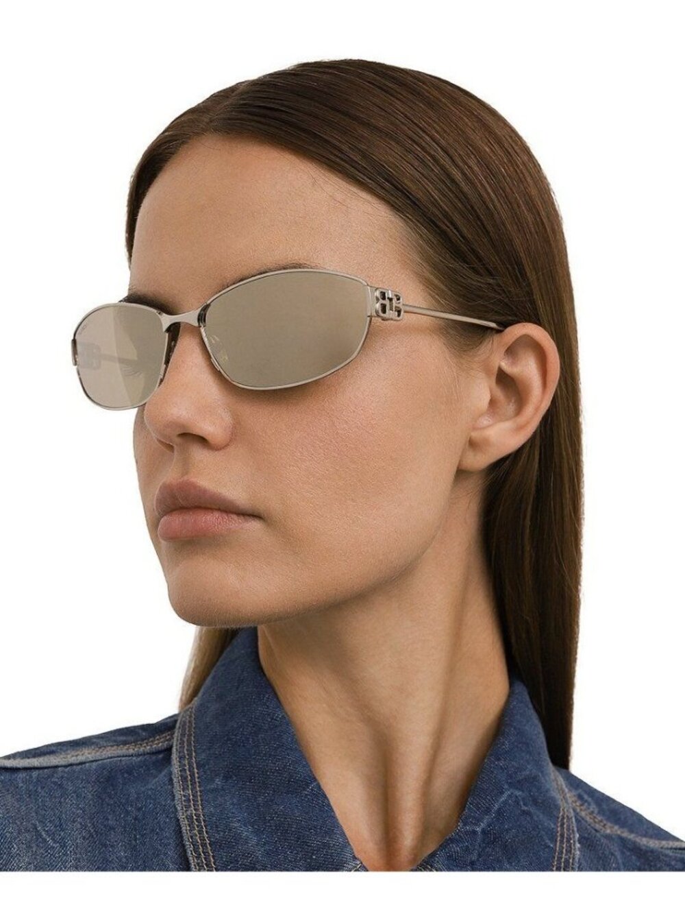 NEW BALENCIAGA BB0336S 006 SILVER WOMEN SUNGLASSES BALENCIAGA EYEWEAR - Picture 2 of 9